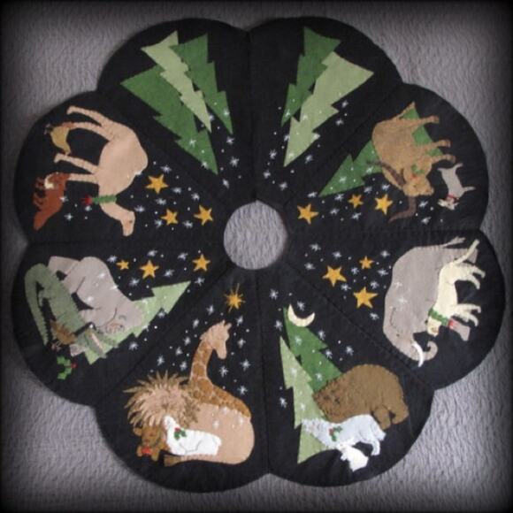 “In The Kingdom of Peace” Cheswick Company Christmas Tree Skirt Pattern Kit Folk - Picture 1 of 4